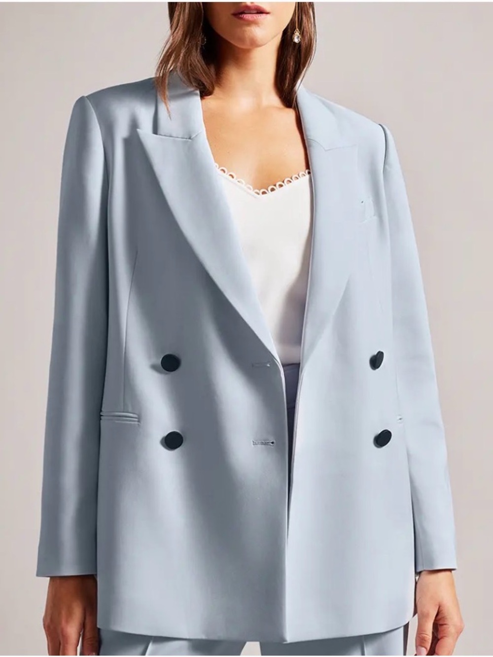 NWT Ted Baker Light Blue Oversized Double-Breasted Women's Blazer